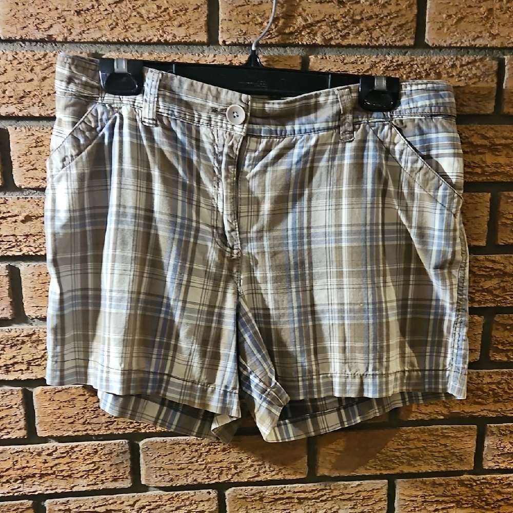 #155 Reitmans Plaid Beige and Blue Shorts